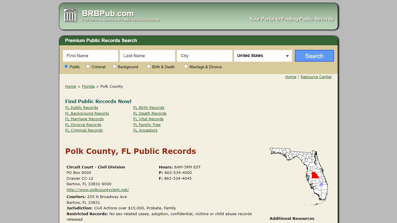 Polk County Public Records | Search Florida Government Databases - BRB Pub